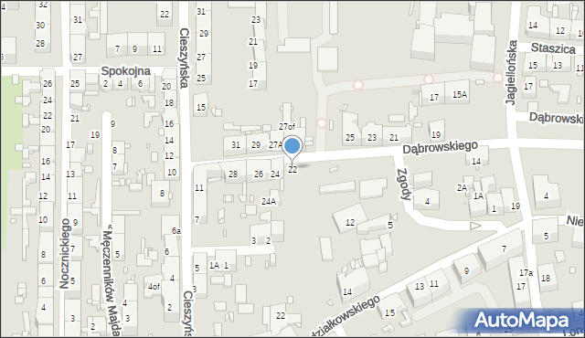 Zabrze, Dąbrowskiego Jarosława, gen., 22, mapa Zabrza