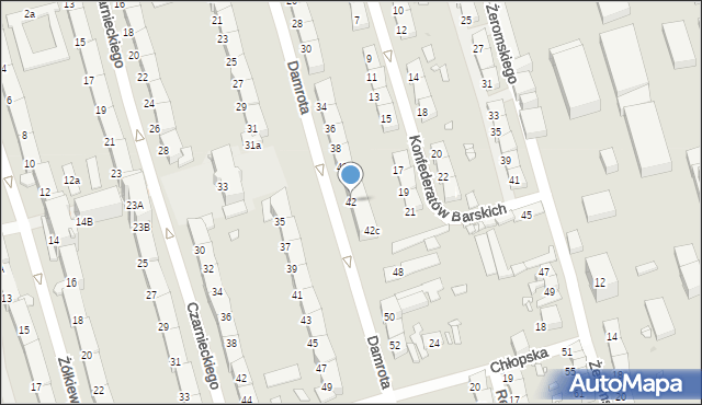 Zabrze, Damrota Konstantego, ks., 42, mapa Zabrza