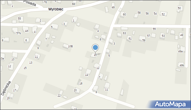 Zagórze, Dąbiec, 10, mapa Zagórze