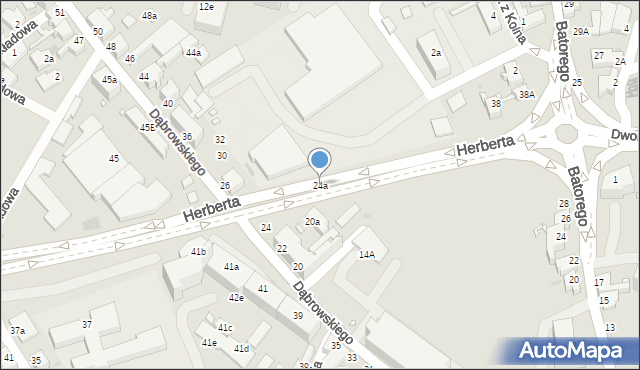 Zielona Góra, Dąbrowskiego Jarosława, gen., 24a, mapa Zielona Góra