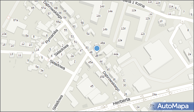 Zielona Góra, Dąbrowskiego Jarosława, gen., 46, mapa Zielona Góra