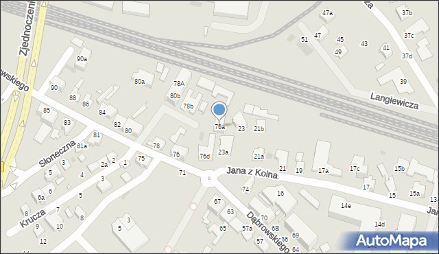 Zielona Góra, Dąbrowskiego Jarosława, gen., 76a, mapa Zielona Góra