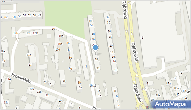 Zielona Góra, Dąbrówki, 40, mapa Zielona Góra