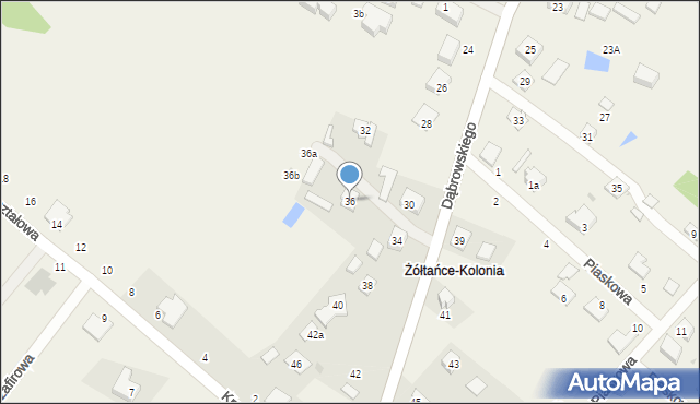 Żółtańce-Kolonia, Dąbrowskiego Józefa, ks., 36, mapa Żółtańce-Kolonia