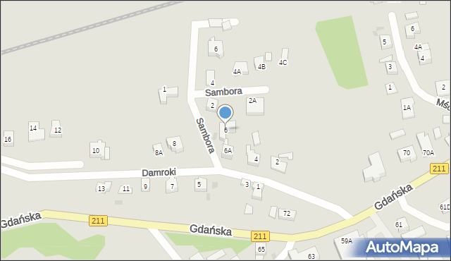 Żukowo, Damroki, 6, mapa Żukowo