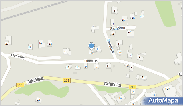 Żukowo, Damroki, 8A, mapa Żukowo