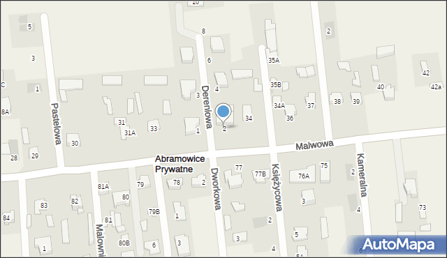 Abramowice Prywatne, Dereniowa, 2, mapa Abramowice Prywatne