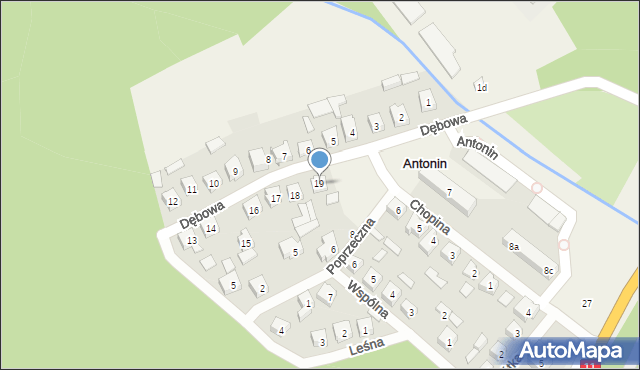 Antonin, Dębowa, 19, mapa Antonin