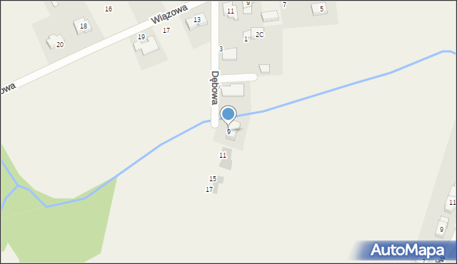 Bąków, Dębowa, 9, mapa Bąków