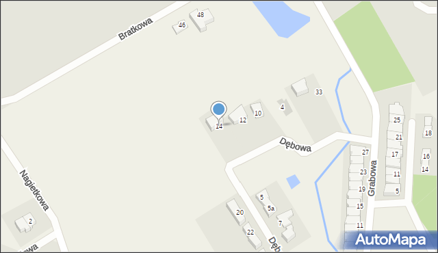 Bartąg, Dębowa, 14, mapa Bartąg