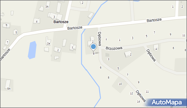 Bartosze, Dębowa, 4, mapa Bartosze