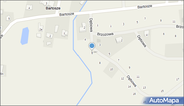 Bartosze, Dębowa, 6, mapa Bartosze