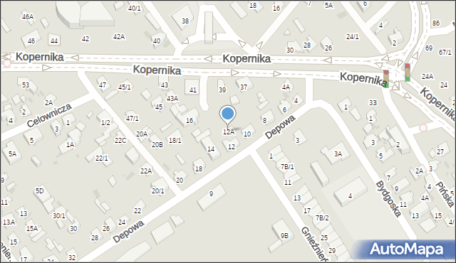 Białystok, Depowa, 12A, mapa Białegostoku