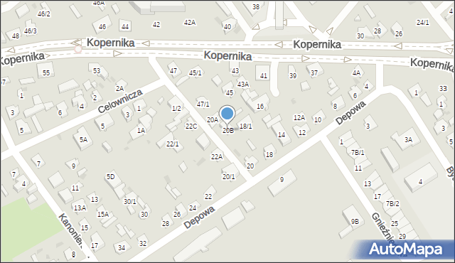 Białystok, Depowa, 20B, mapa Białegostoku