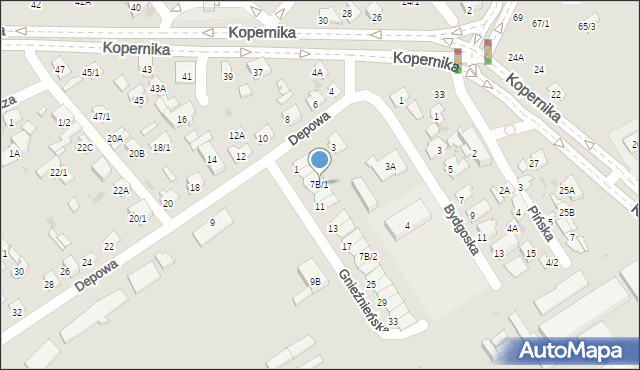 Białystok, Depowa, 7B/1, mapa Białegostoku