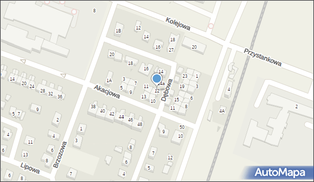 Bielany Wrocławskie, Dębowa, 12, mapa Bielany Wrocławskie