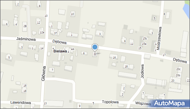 Bielawa, Dębowa, 12, mapa Bielawa