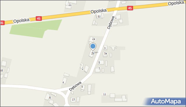 Bierdzany, Dębowa, 2b, mapa Bierdzany