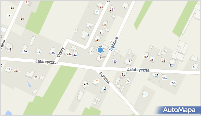 Bliżyn, Dębowa, 1, mapa Bliżyn