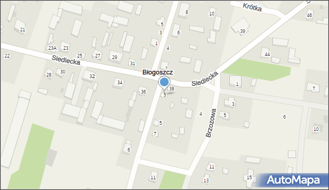 Błogoszcz, Dębowa, 3, mapa Błogoszcz