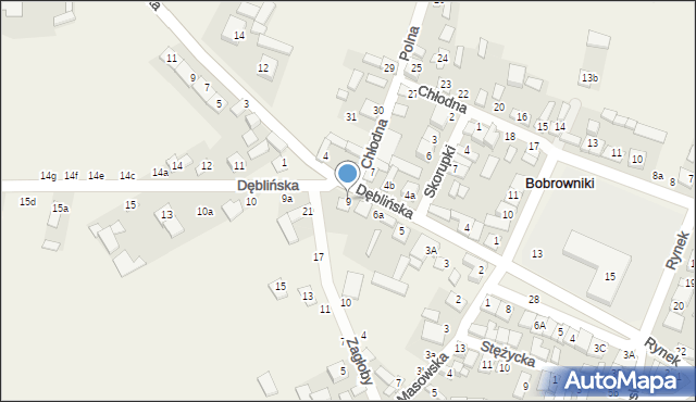 Bobrowniki, Dęblińska, 9, mapa Bobrowniki