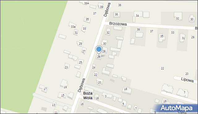 Boża Wola, Dębowa, 26, mapa Boża Wola