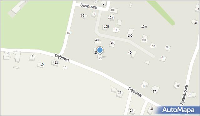 Cieszyn, Dębowa, 25, mapa Cieszyna