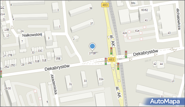 Częstochowa, Dekabrystów, 37/39, mapa Częstochowy