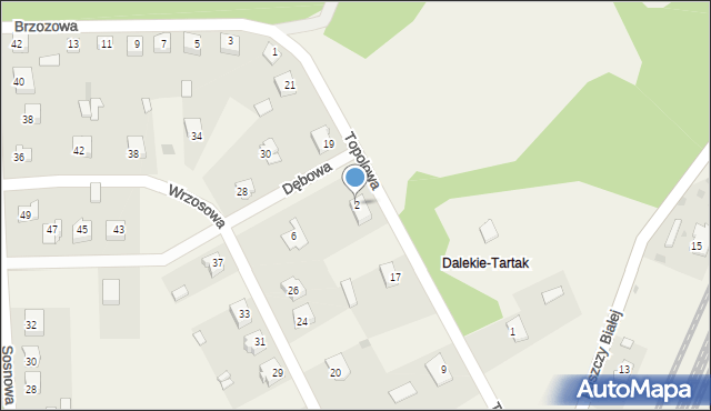 Dalekie-Tartak, Dębowa, 2, mapa Dalekie-Tartak