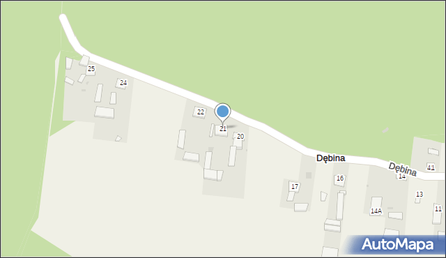 Dębina, Dębina, 21, mapa Dębina