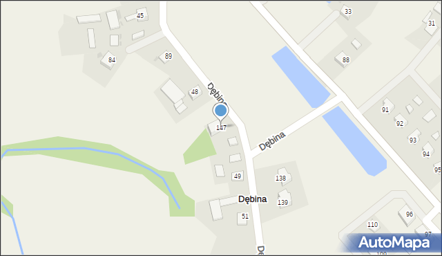 Dębina, Dębina, 147, mapa Dębina