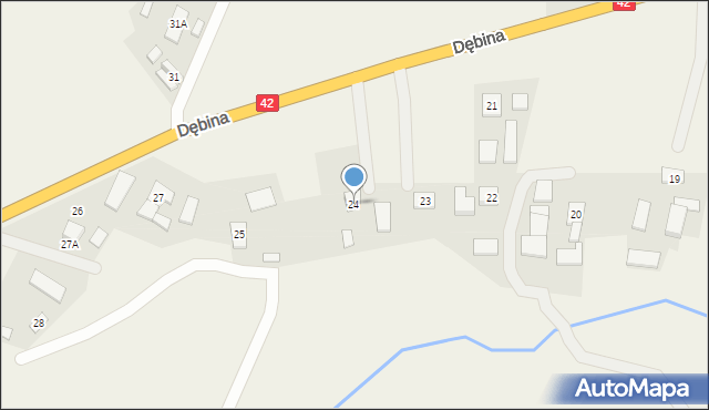 Dębina, Dębina, 24, mapa Dębina