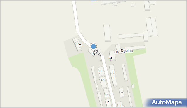 Dębina, Dębina, 14, mapa Dębina