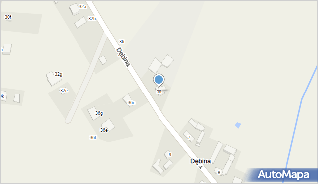 Dębina, Dębina, 38, mapa Dębina