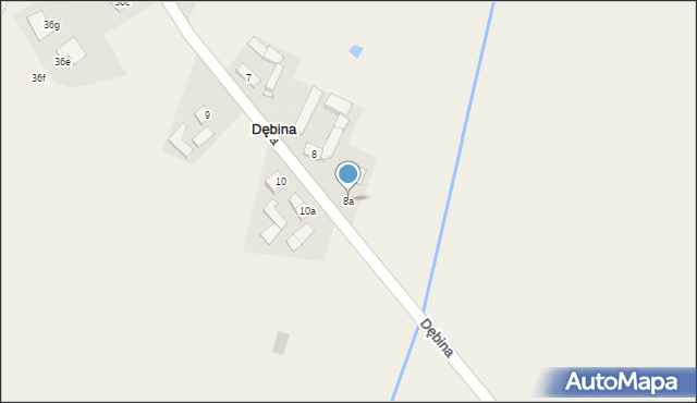 Dębina, Dębina, 8a, mapa Dębina