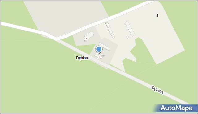 Dębina, Dębina, 1, mapa Dębina