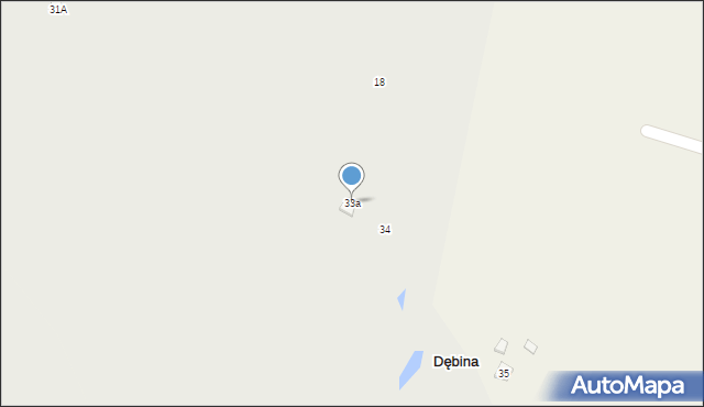 Dębina, Dębina, 33a, mapa Dębina