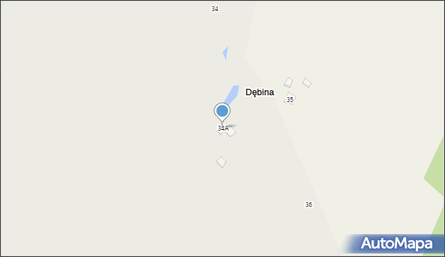 Dębina, Dębina, 34A, mapa Dębina