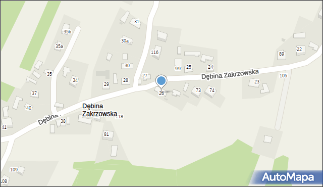 Dębina Zakrzowska, Dębina Zakrzowska, 26, mapa Dębina Zakrzowska