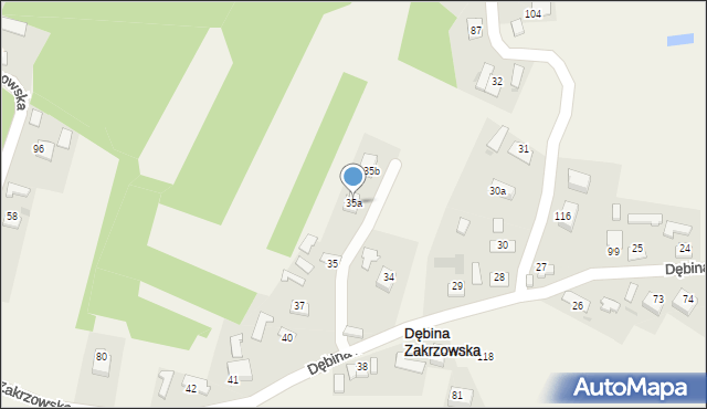 Dębina Zakrzowska, Dębina Zakrzowska, 35a, mapa Dębina Zakrzowska