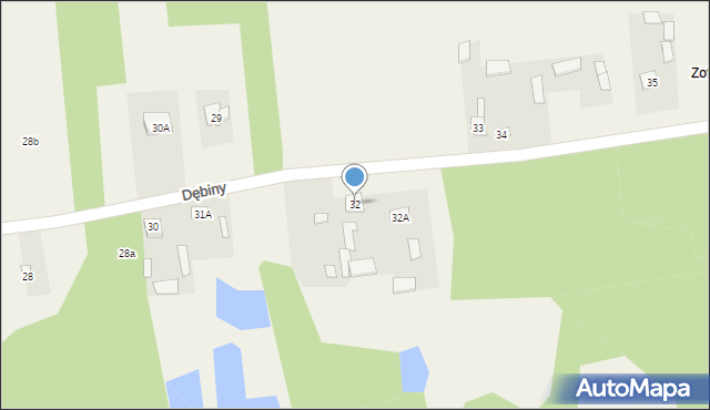 Dębiny, Dębiny, 32, mapa Dębiny