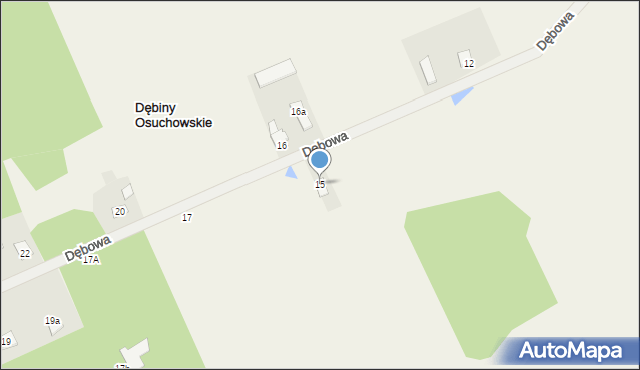 Dębiny Osuchowskie, Dębowa, 15, mapa Dębiny Osuchowskie