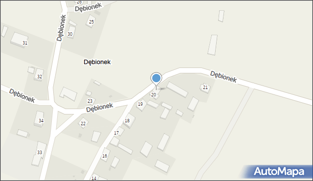 Dębionek, Dębionek, 20A, mapa Dębionek