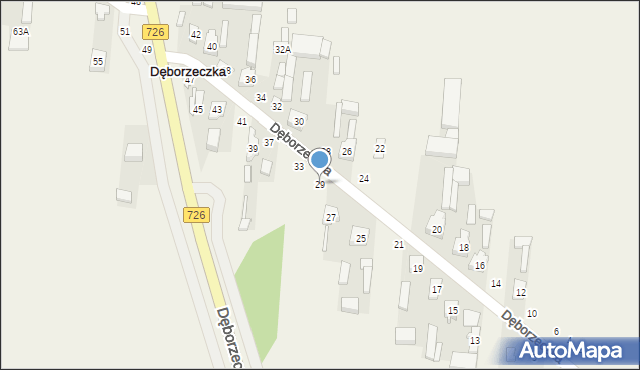 Dęborzeczka, Dęborzeczka, 29, mapa Dęborzeczka