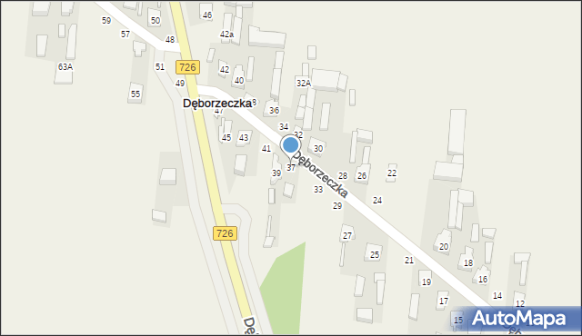 Dęborzeczka, Dęborzeczka, 37, mapa Dęborzeczka