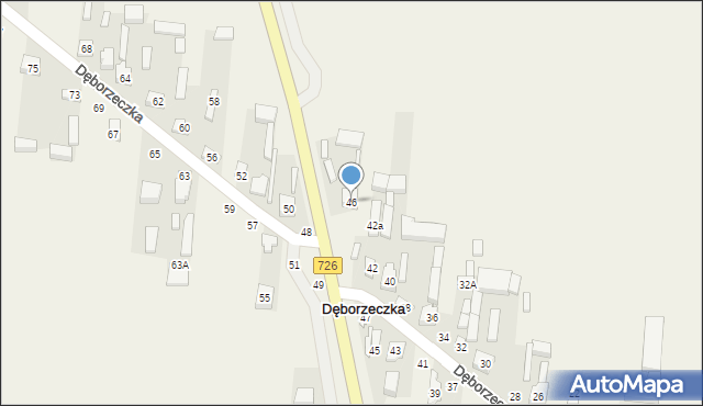 Dęborzeczka, Dęborzeczka, 46, mapa Dęborzeczka