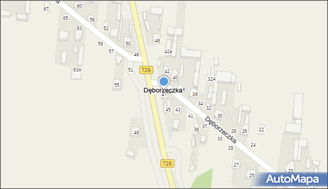 Dęborzeczka, Dęborzeczka, 47, mapa Dęborzeczka