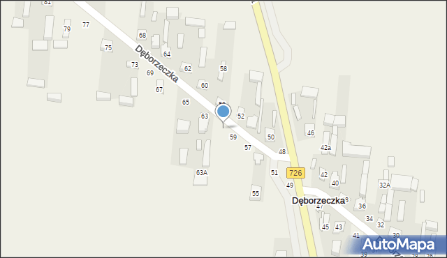 Dęborzeczka, Dęborzeczka, 61, mapa Dęborzeczka