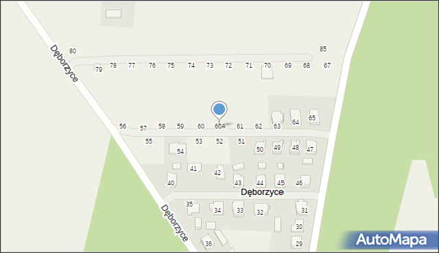 Dęborzyce, Dęborzyce, 60A, mapa Dęborzyce