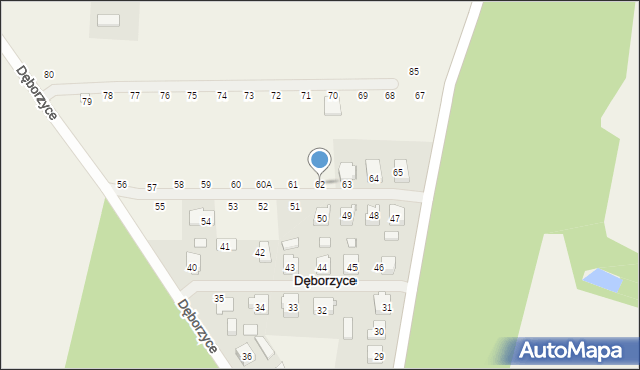 Dęborzyce, Dęborzyce, 62, mapa Dęborzyce